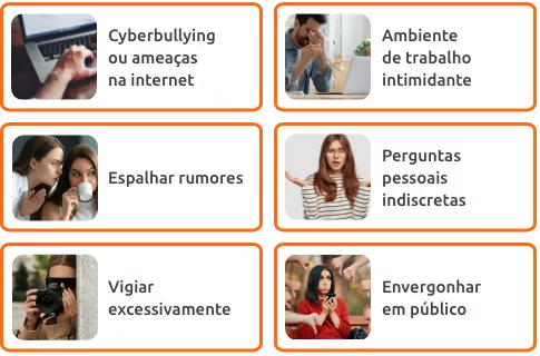 "Imagem contendo alguns exemplos de ass&eacute;dio"